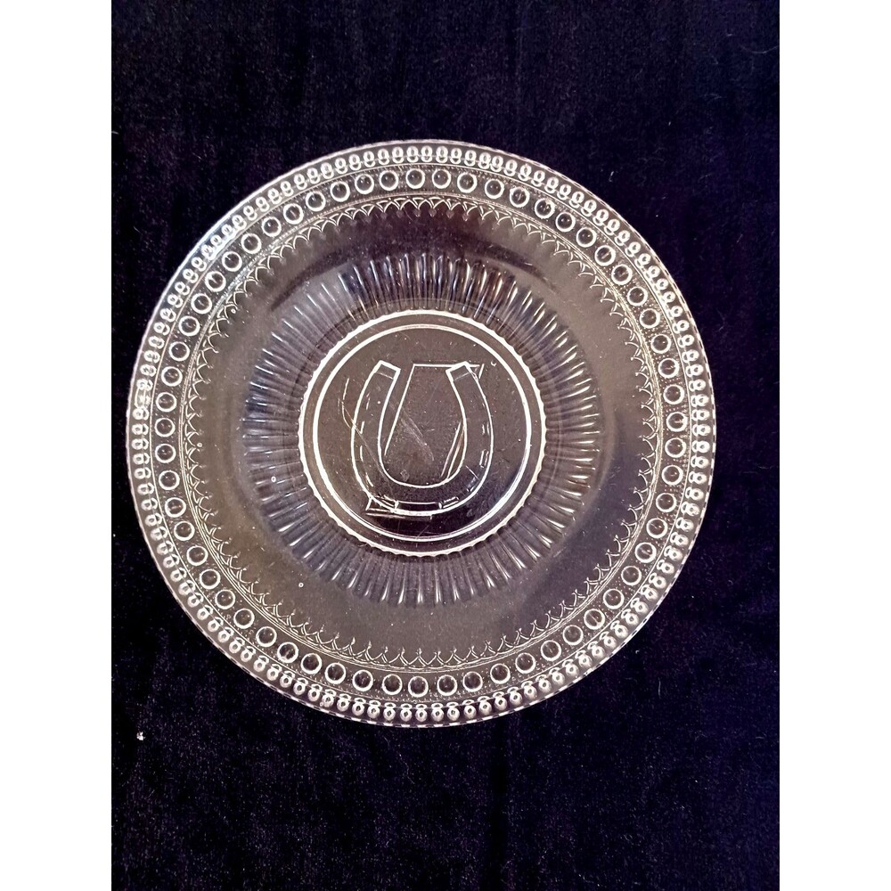 Antique Late 1880's Glass Sm Plate Adams & Co Horseshoe Anchor Prayer Rug